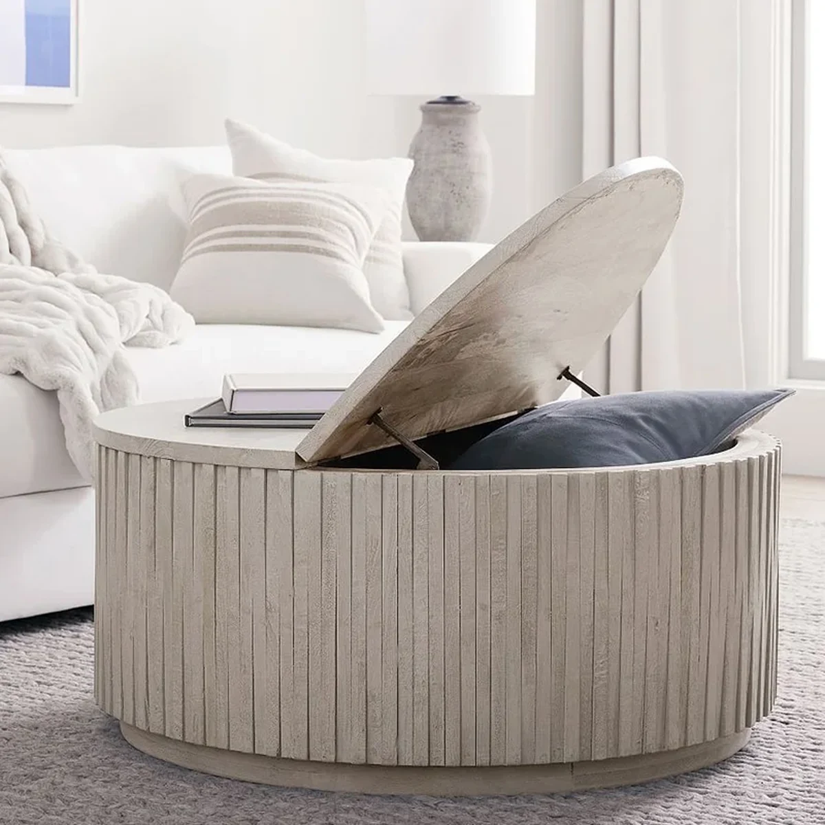 Modern Solid Wood Round Coffee Accent Table