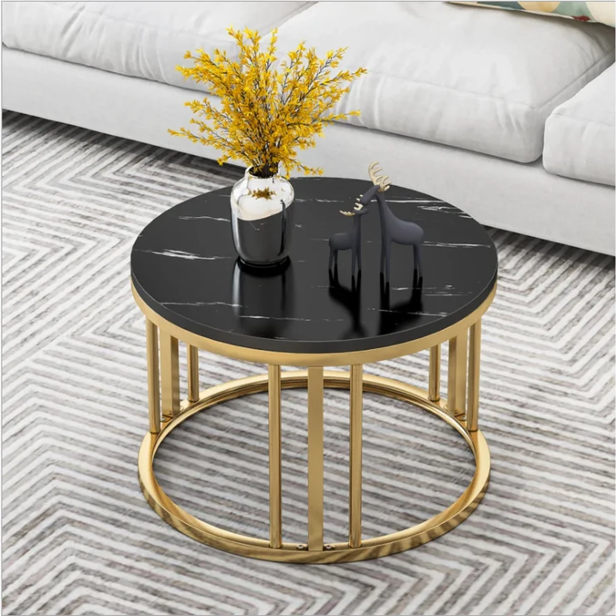 Classic Metal Round Coffee Accent Table