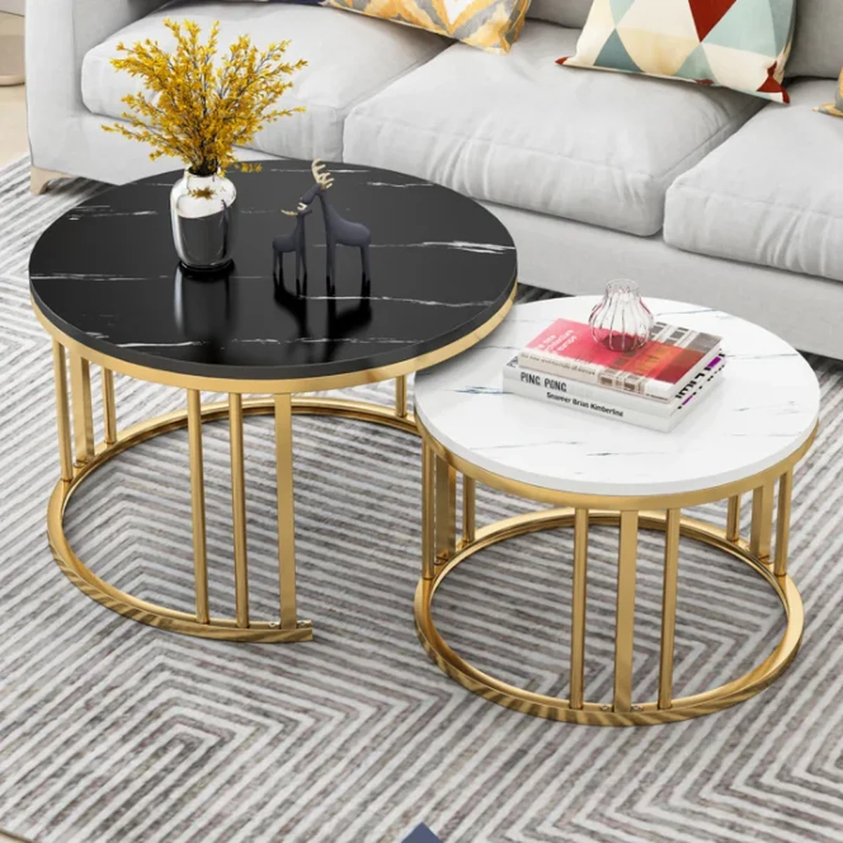 Classic Metal Round Coffee Accent Table
