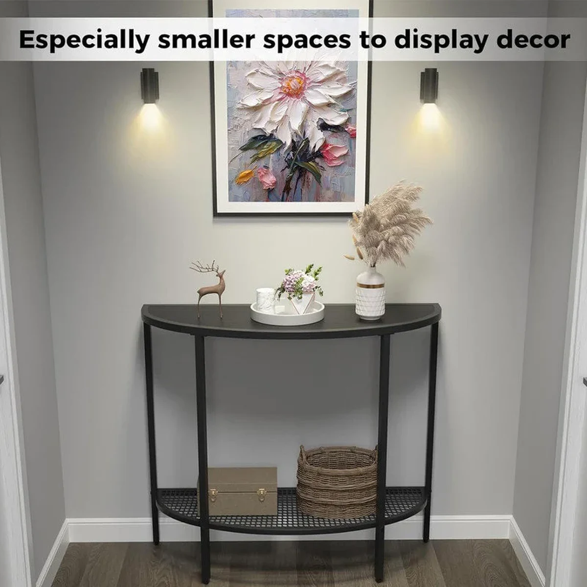 Modern Metal 2-Tier Console Accent Table