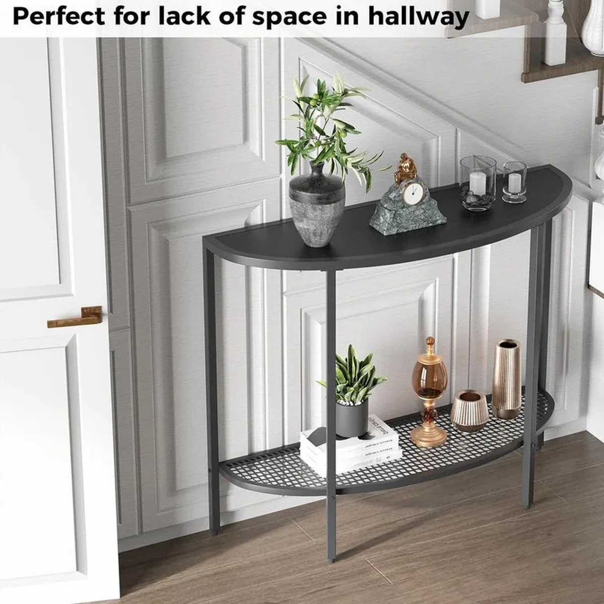 Modern Metal 2-Tier Console Accent Table