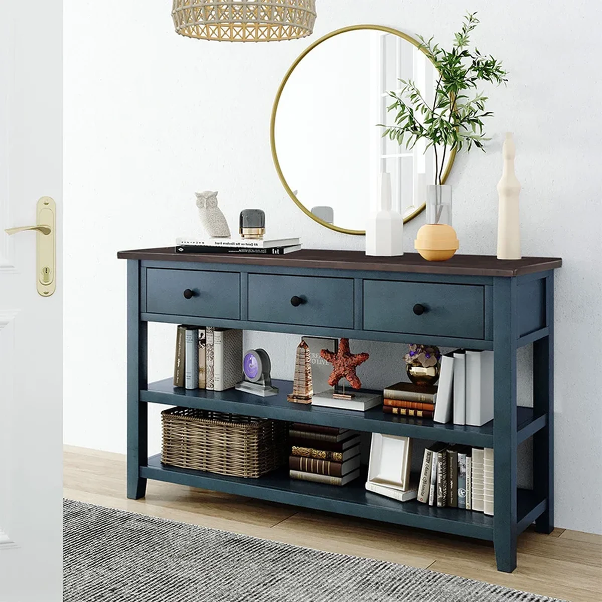 Farmhouse Solid Wood Console Accent Table