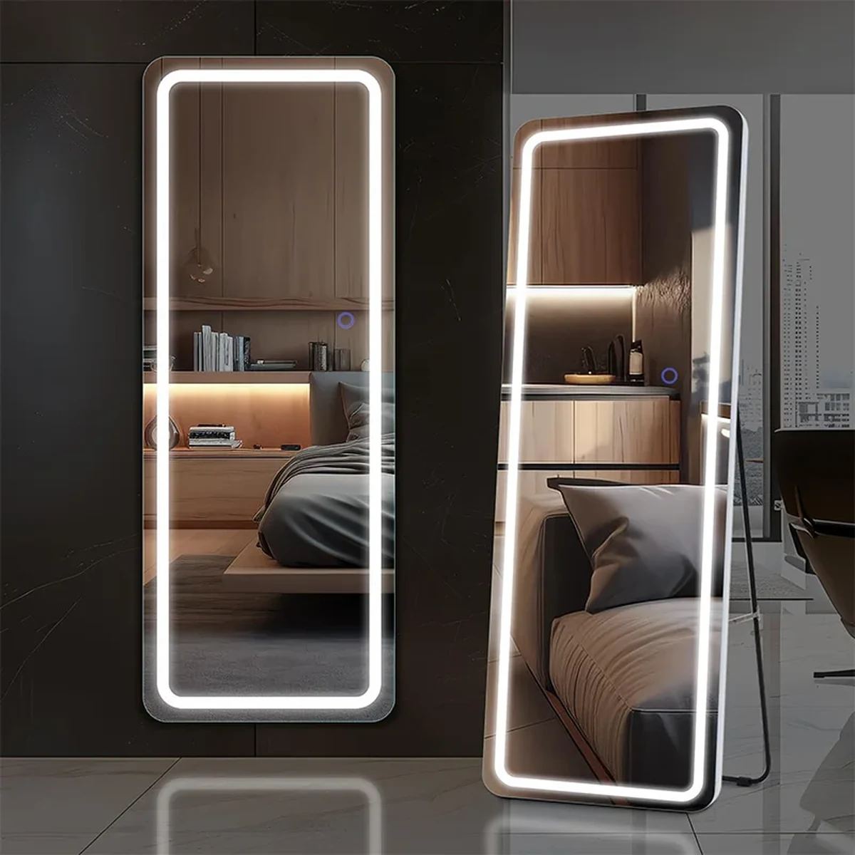 Modern Glass Rectangle Full-Length Mirror
