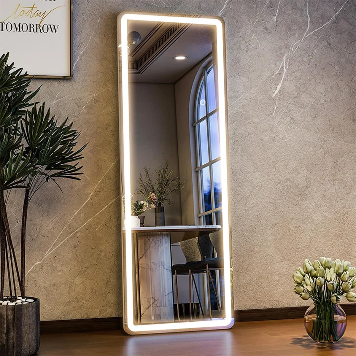 Modern Glass Rectangle Full-Length Mirror