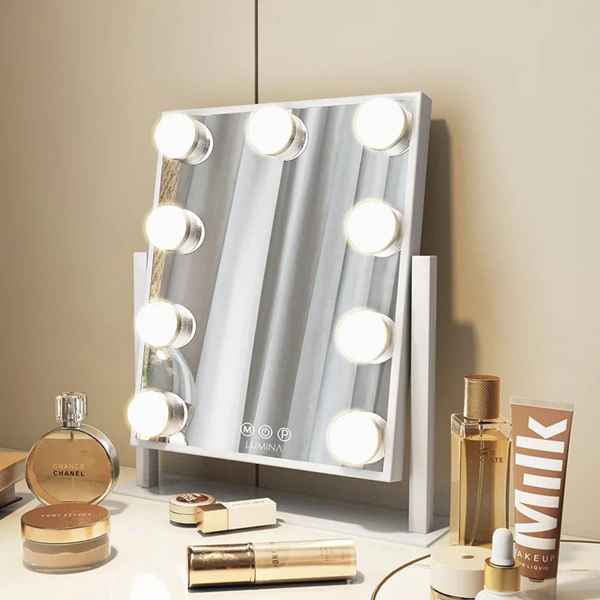 Classic Solid Wood Tabletop Vanity Mirror