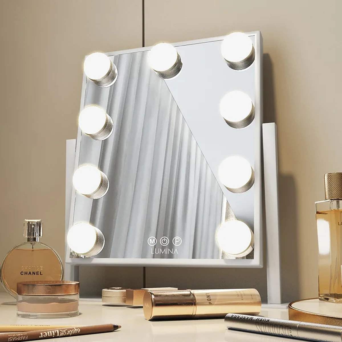 Classic Solid Wood Tabletop Vanity Mirror