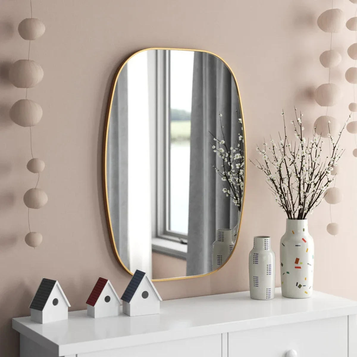 Modern Solid Wood Wall Mirror