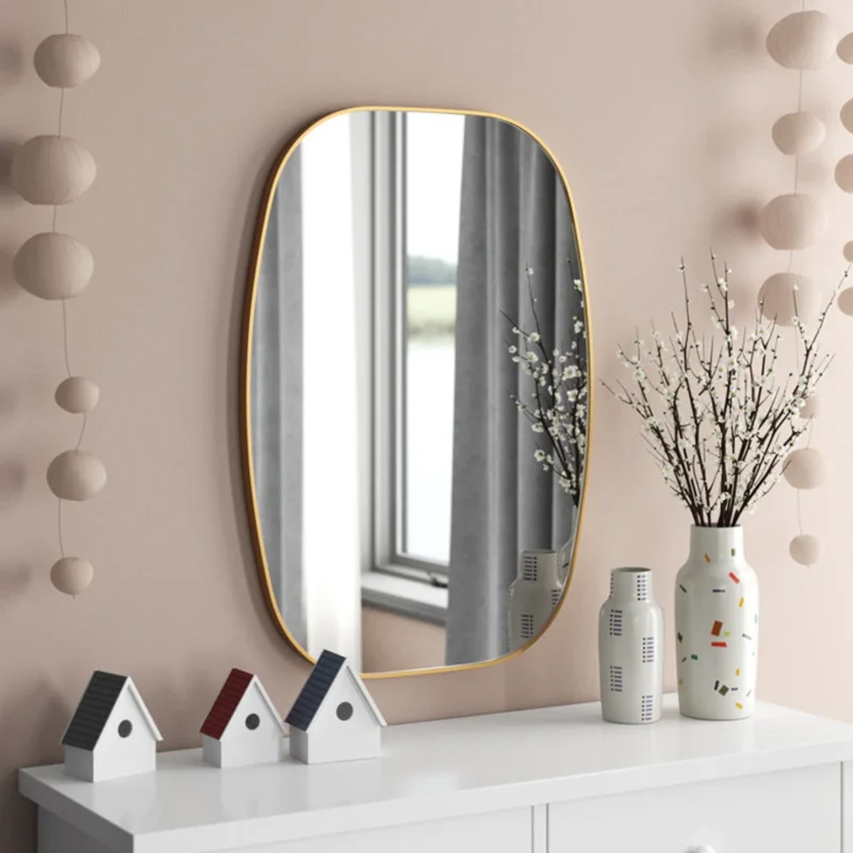 Modern Solid Wood Wall Mirror