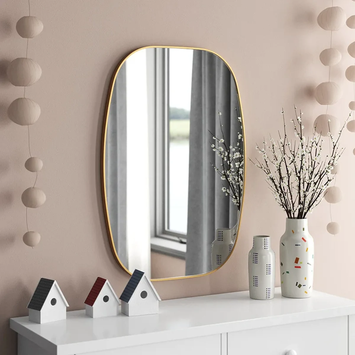 Modern Solid Wood Wall Mirror
