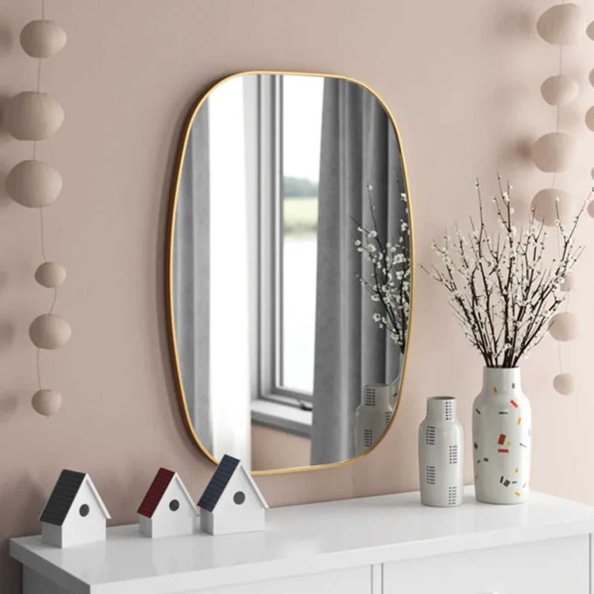 Modern Solid Wood Wall Mirror