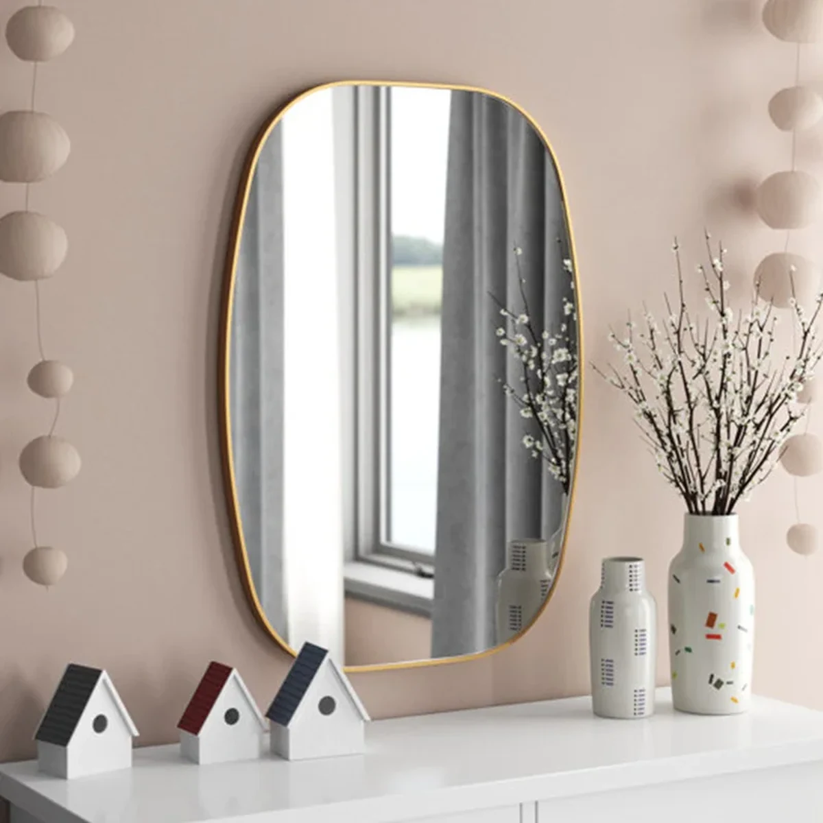Modern Solid Wood Wall Mirror