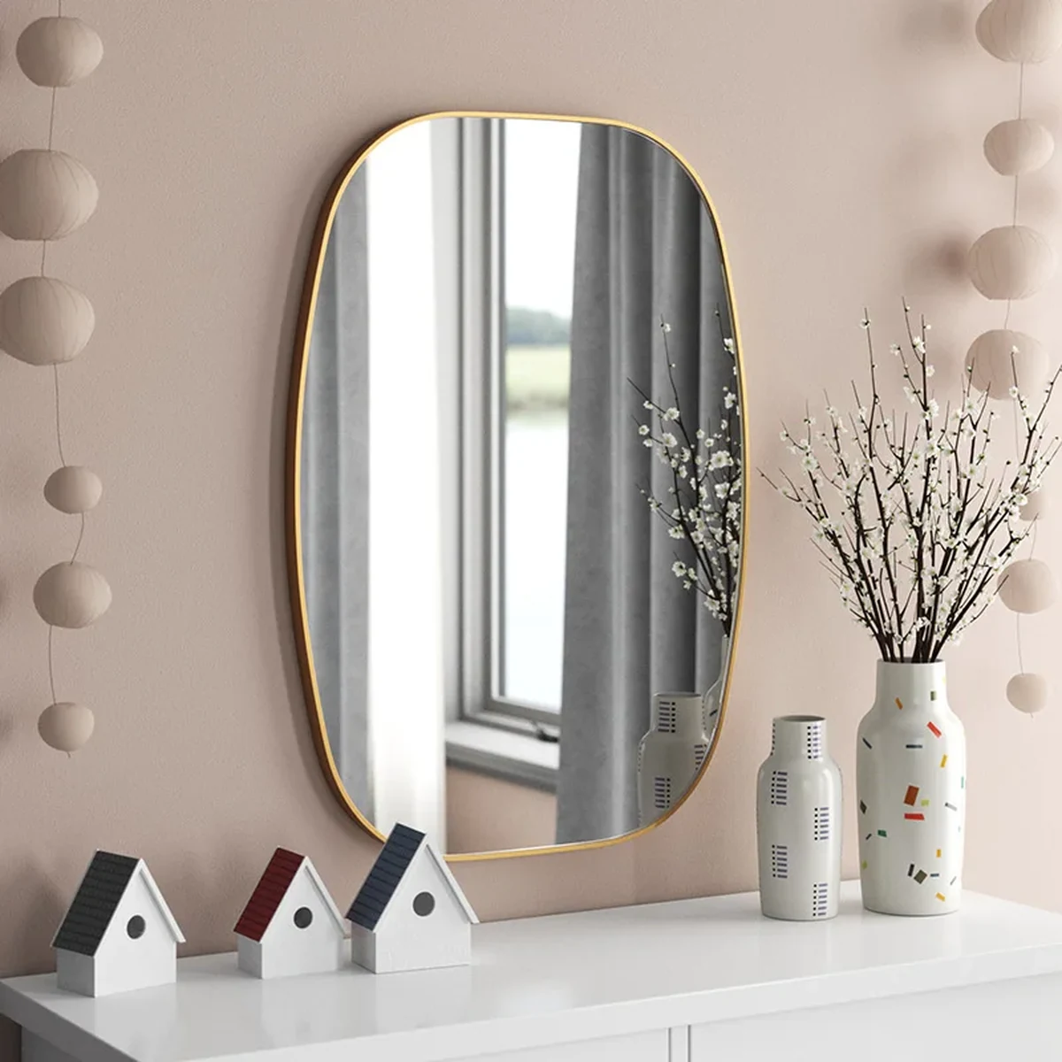 Modern Solid Wood Wall Mirror