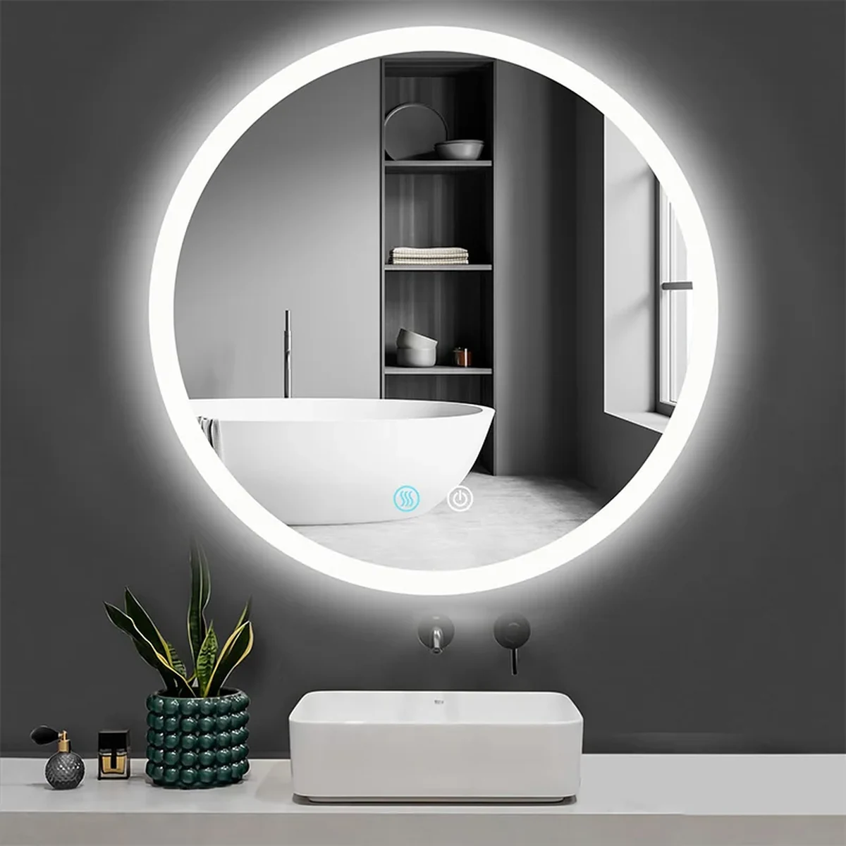 Classic Solid Wood Round Round Wall Mirror