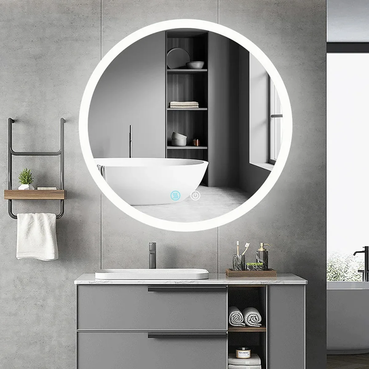Classic Solid Wood Round Round Wall Mirror