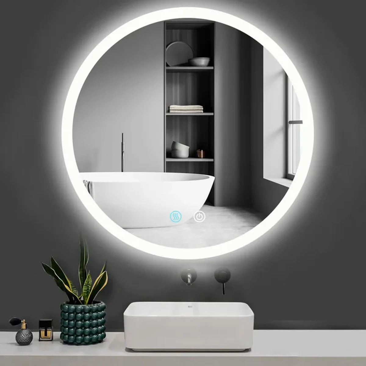 Classic Solid Wood Round Round Wall Mirror