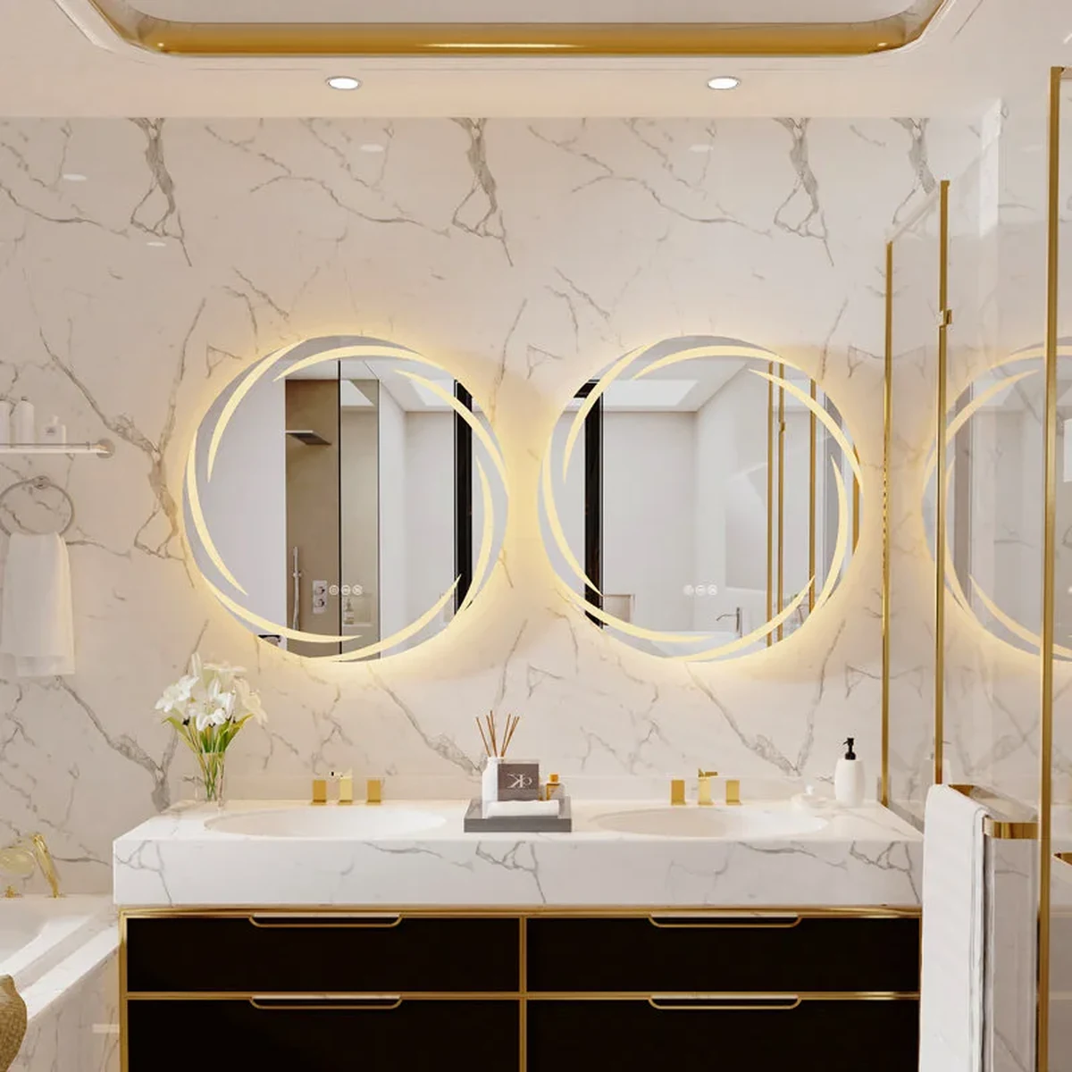 Modern Solid Wood Round Round Wall Mirror