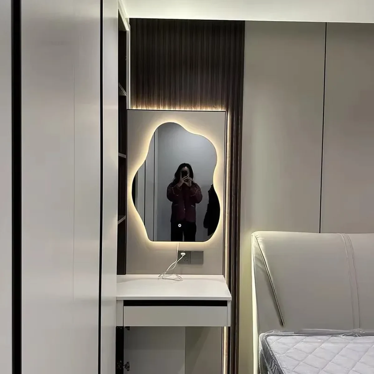 Modern Solid Wood Wall Mirror