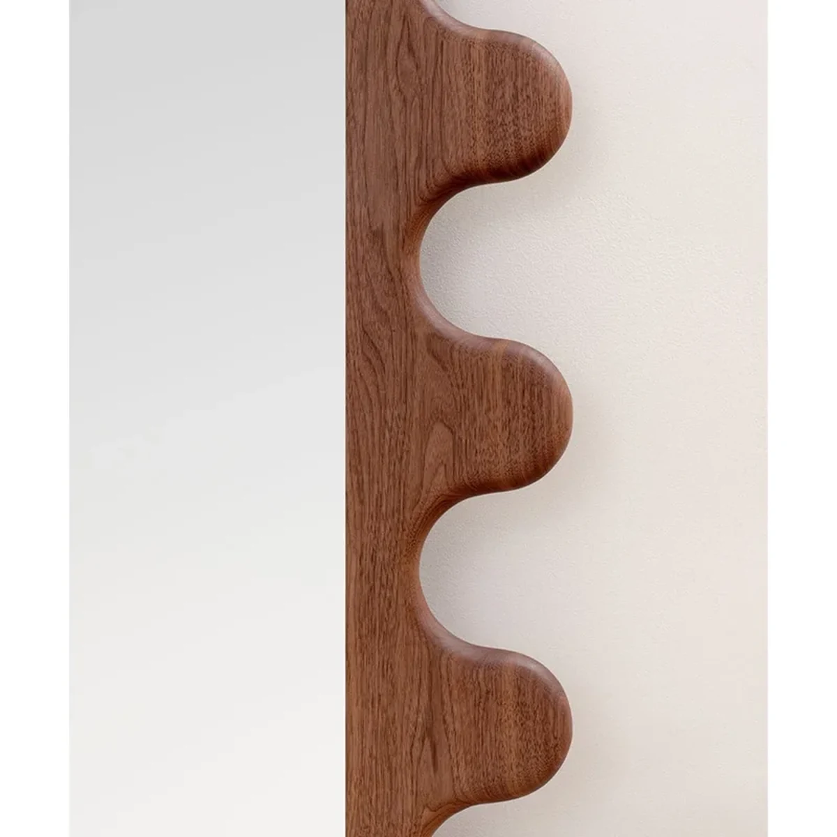 Retro Solid Wood Rectangle Wavy Full-Length Mirror
