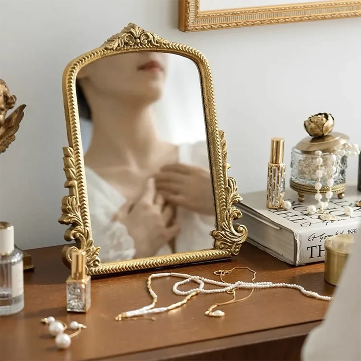 Antique Solid Wood Arched Arch Wall Mirror