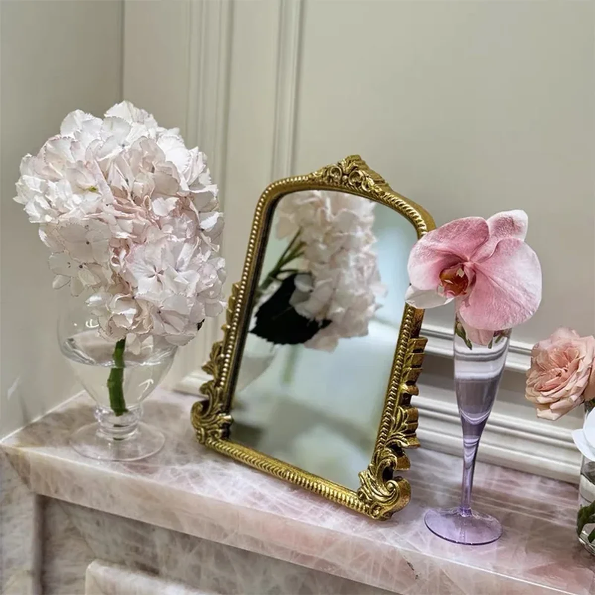 Antique Solid Wood Arched Arch Wall Mirror