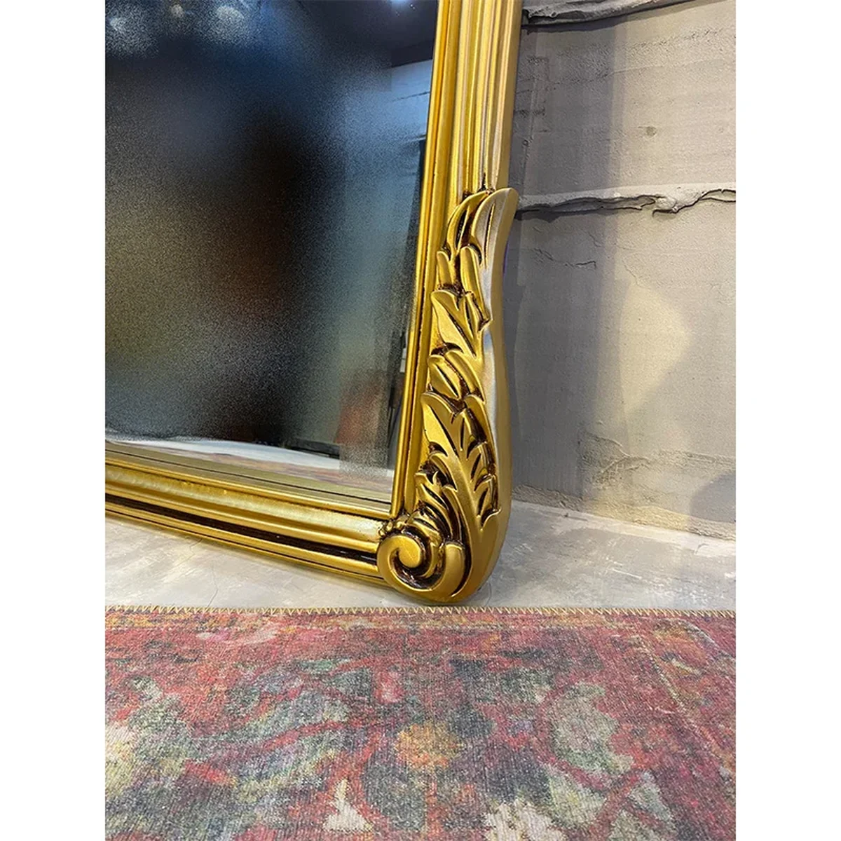 Antique Solid Wood Arched Arch Full-Length Mirror