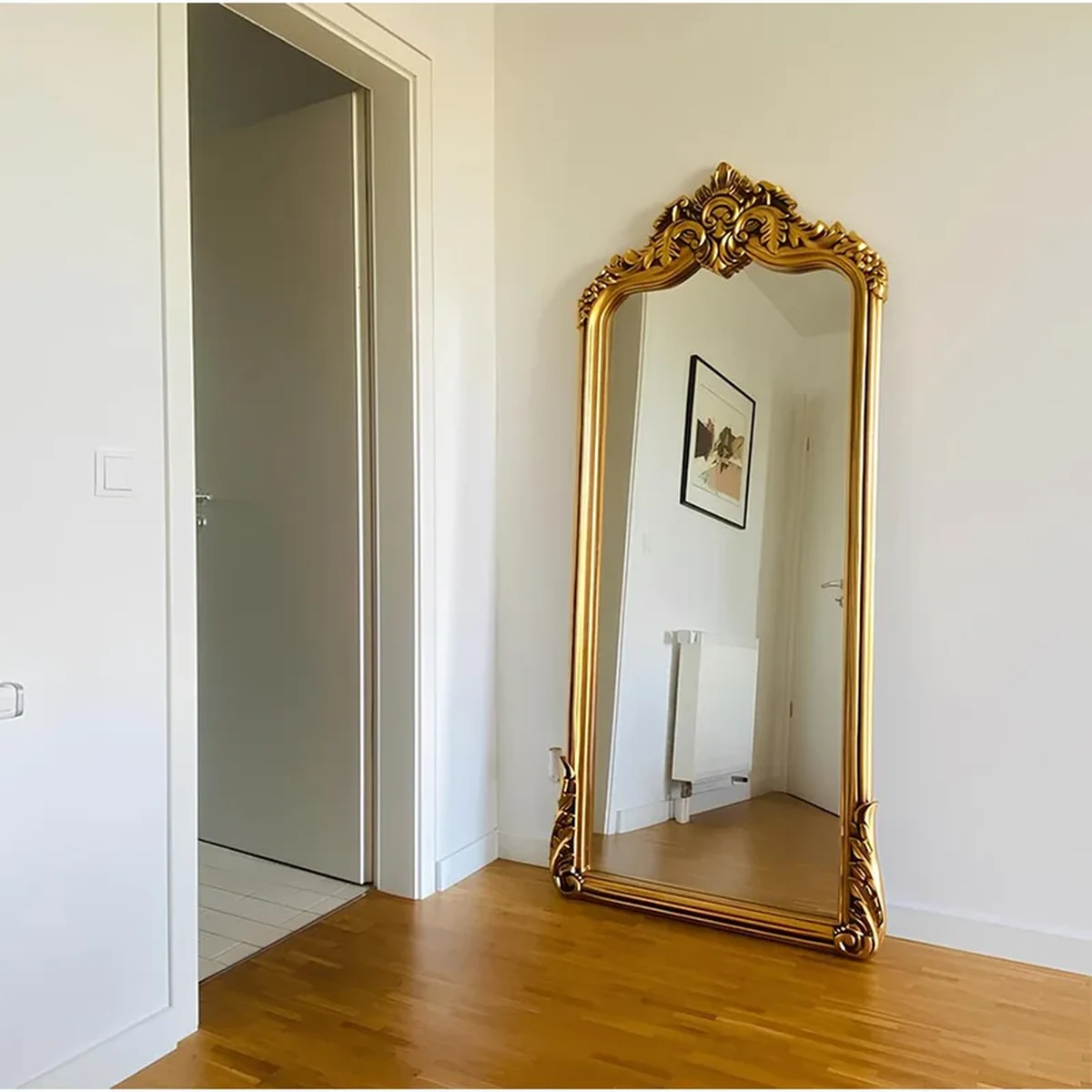 Antique Solid Wood Arched Arch Full-Length Mirror