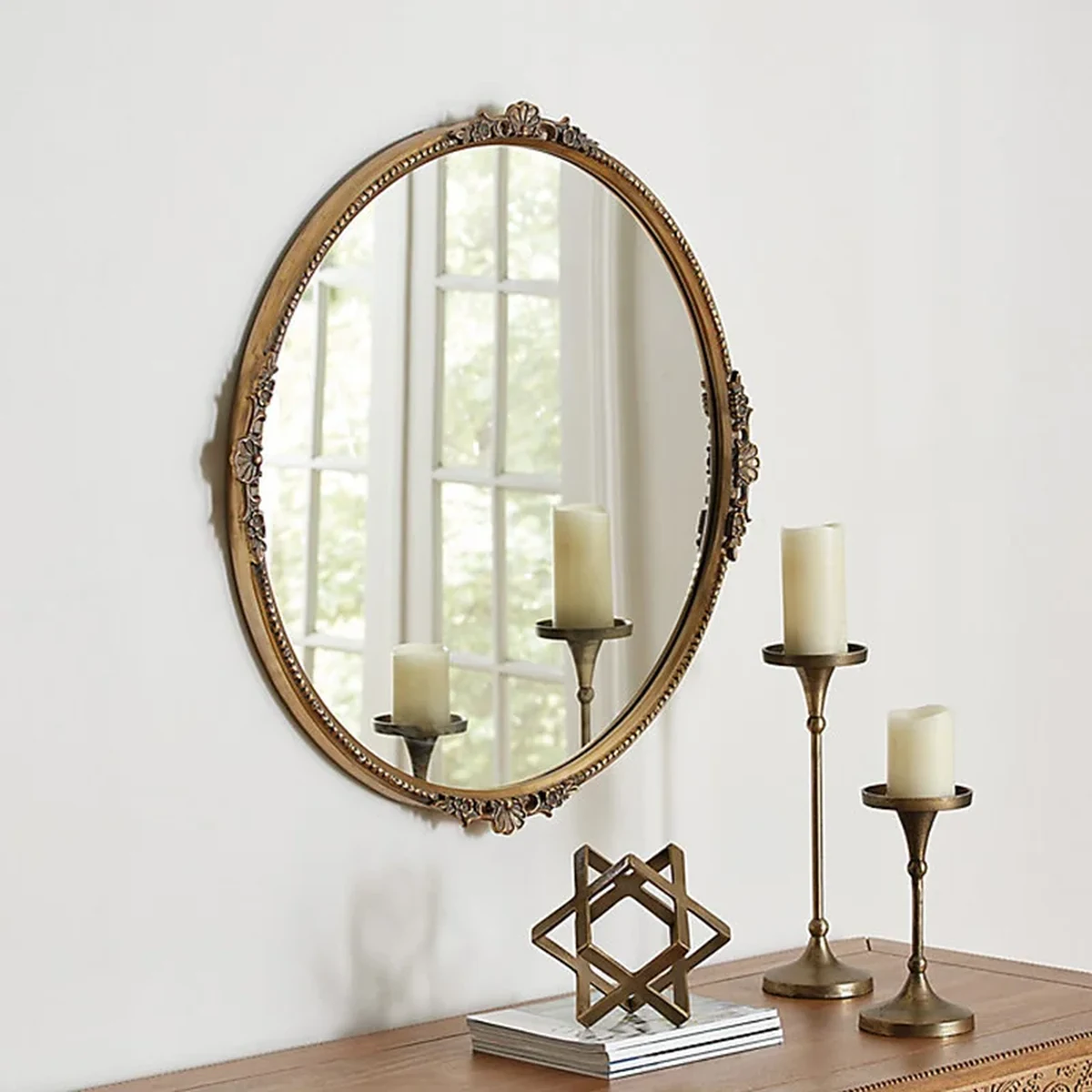 European Glass Round Round Wall Mirror