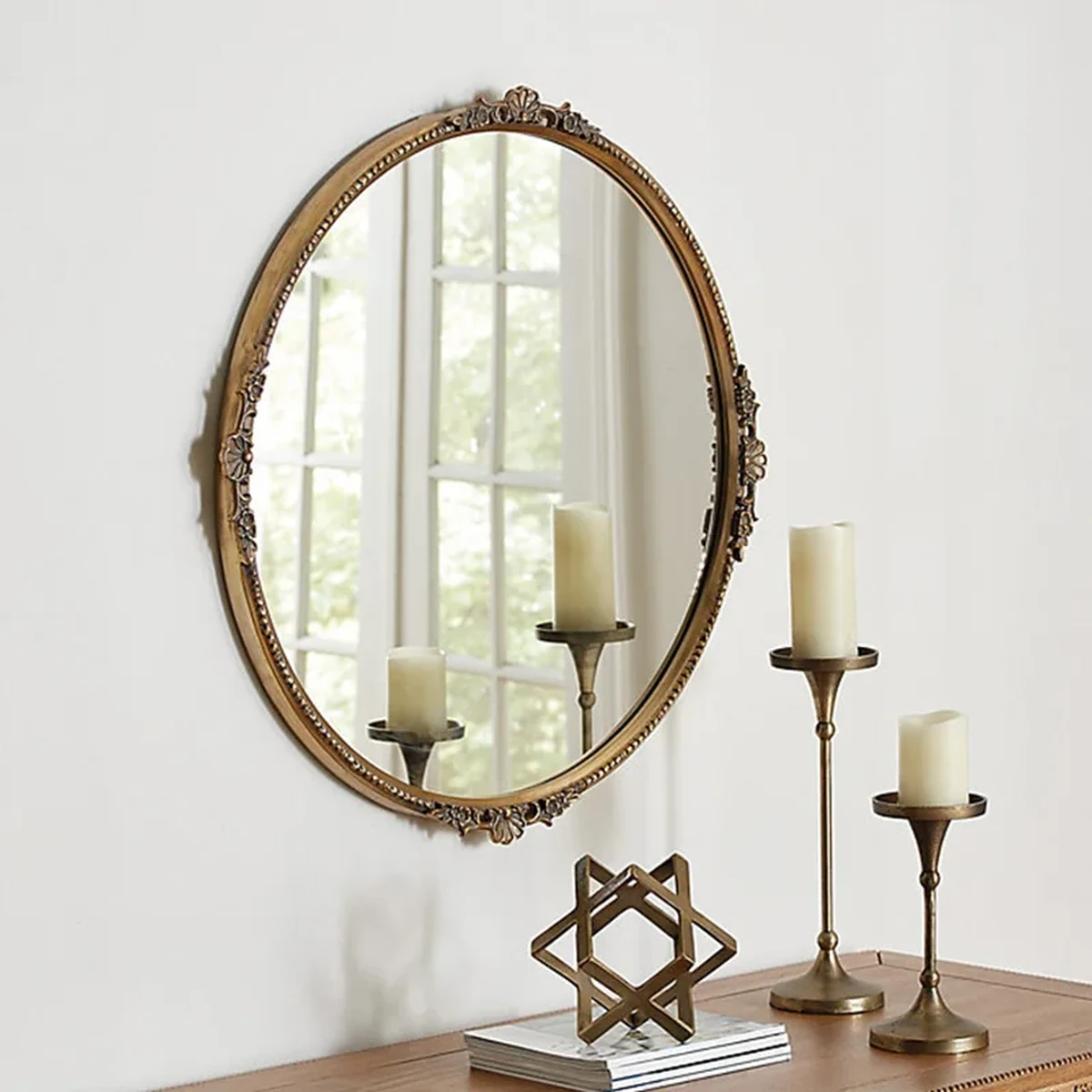 European Glass Round Round Wall Mirror
