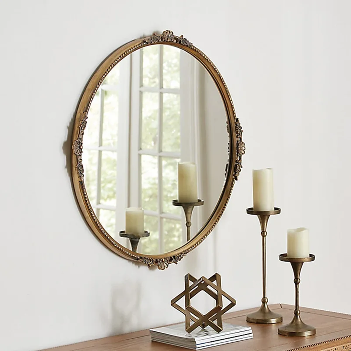 European Glass Round Round Wall Mirror