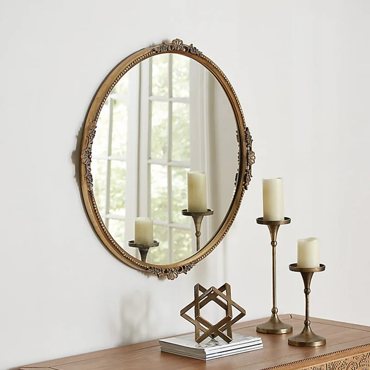European Glass Round Round Wall Mirror
