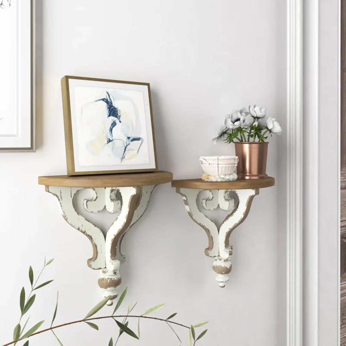 Rustic Solid Wood Floating Floating Wall Shelf