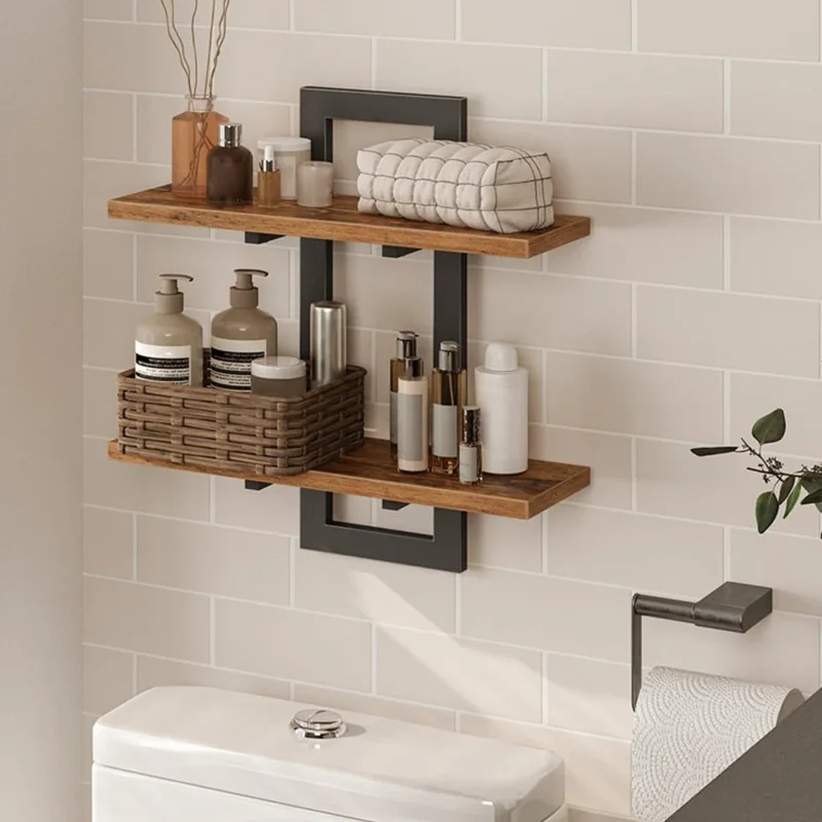 Farmhouse Solid Wood Floating Floating Wall Shelf