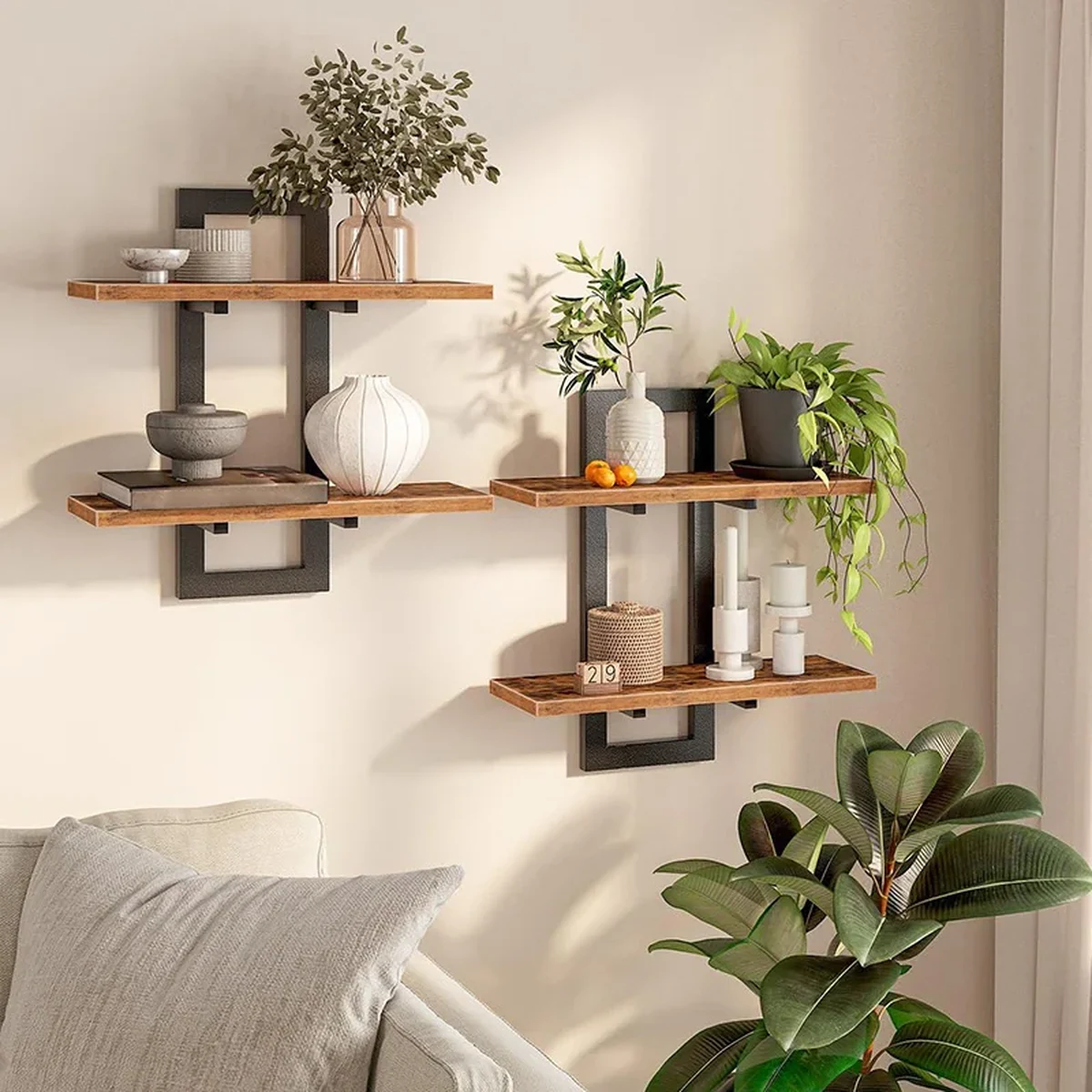 Farmhouse Solid Wood Floating Floating Wall Shelf