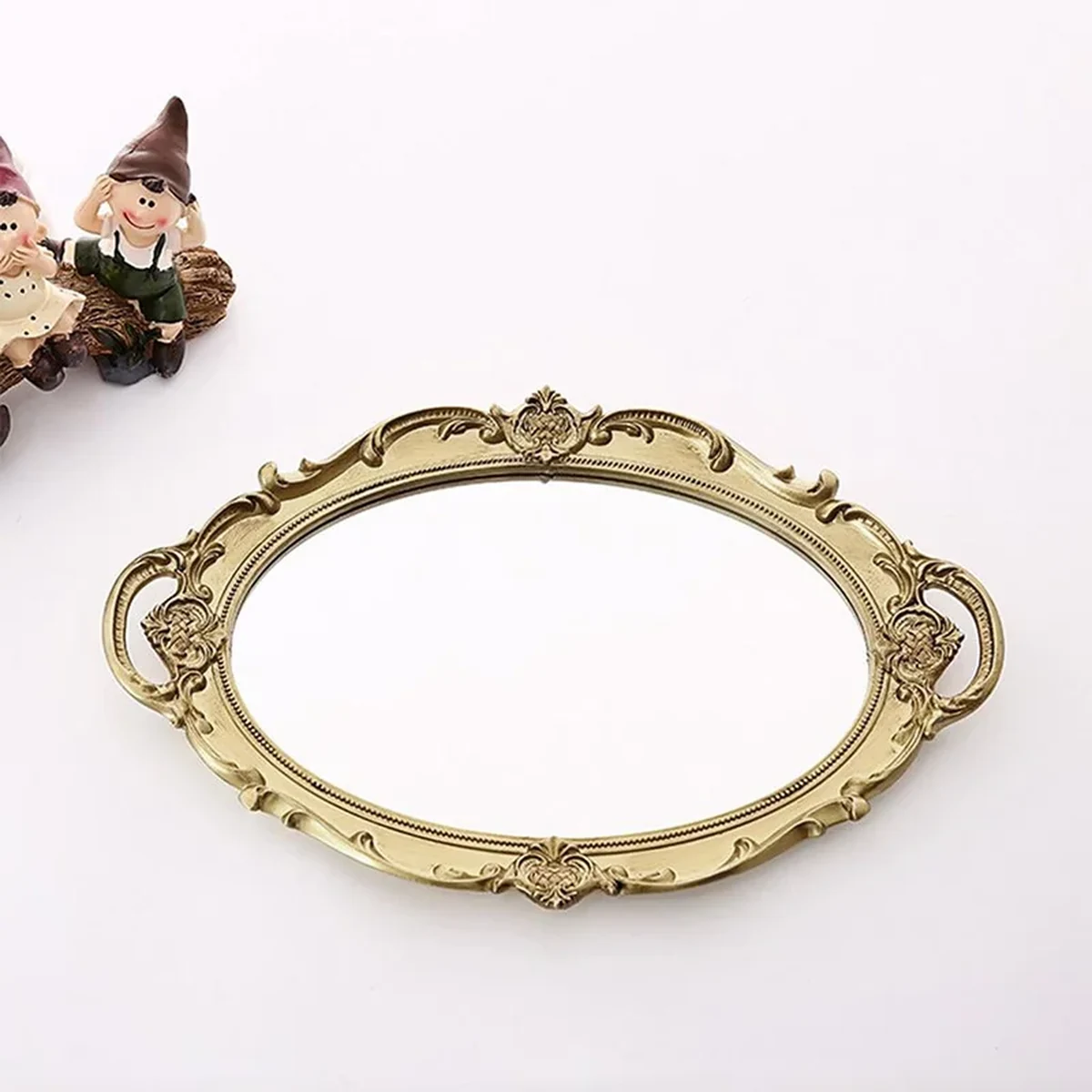 Luxury Solid Wood Oval Round Wall Mirror