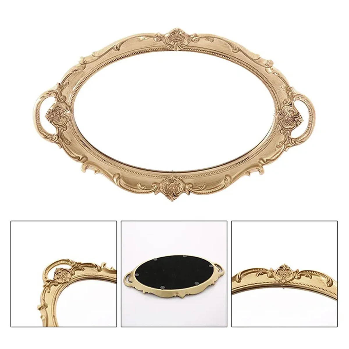 Luxury Solid Wood Oval Round Wall Mirror