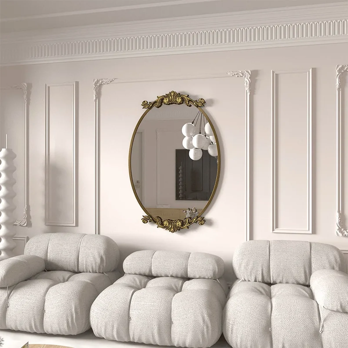 Vintage Metal Oval Round Wall Mirror