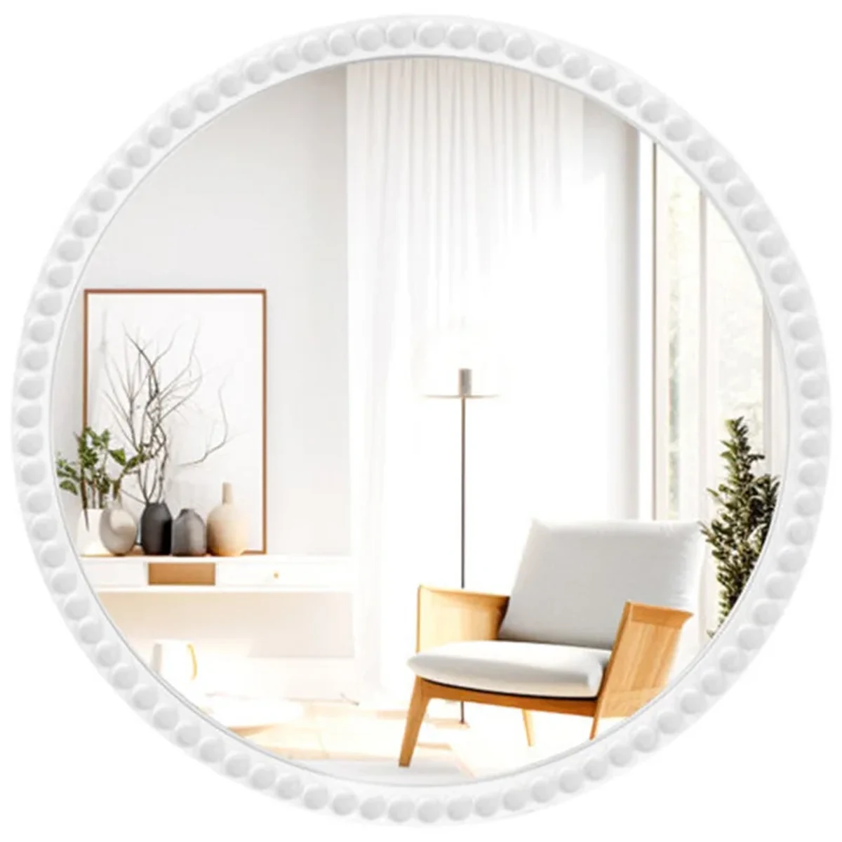 Farmhouse Solid Wood Round Round Wall Mirror