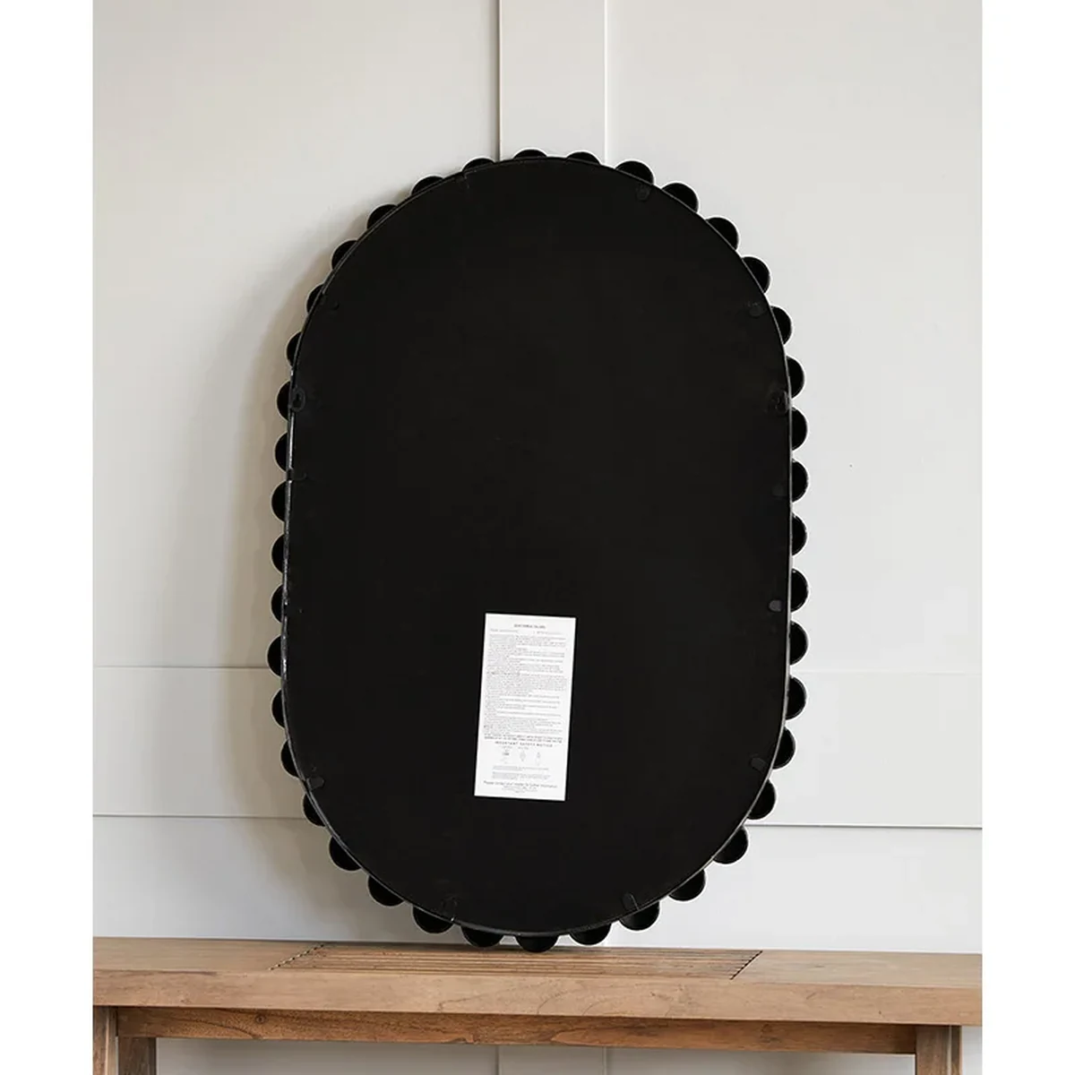 Modern Solid Wood Oval Round Wall Mirror