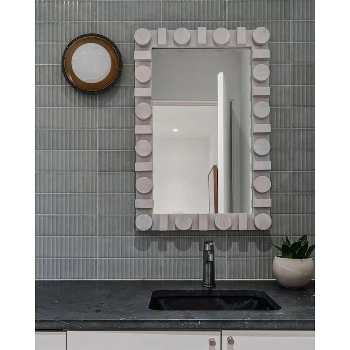 Modern Solid Wood Rectangle Wall Mirror