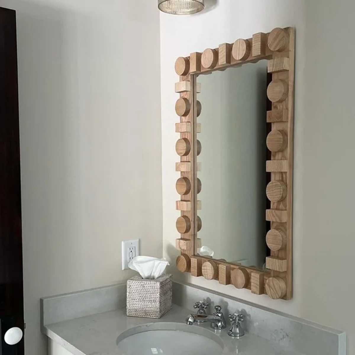 Modern Solid Wood Rectangle Wall Mirror