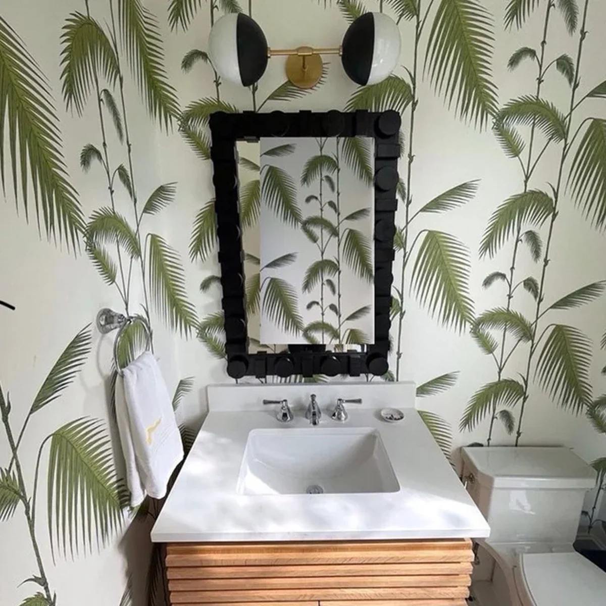 Modern Solid Wood Rectangle Wall Mirror