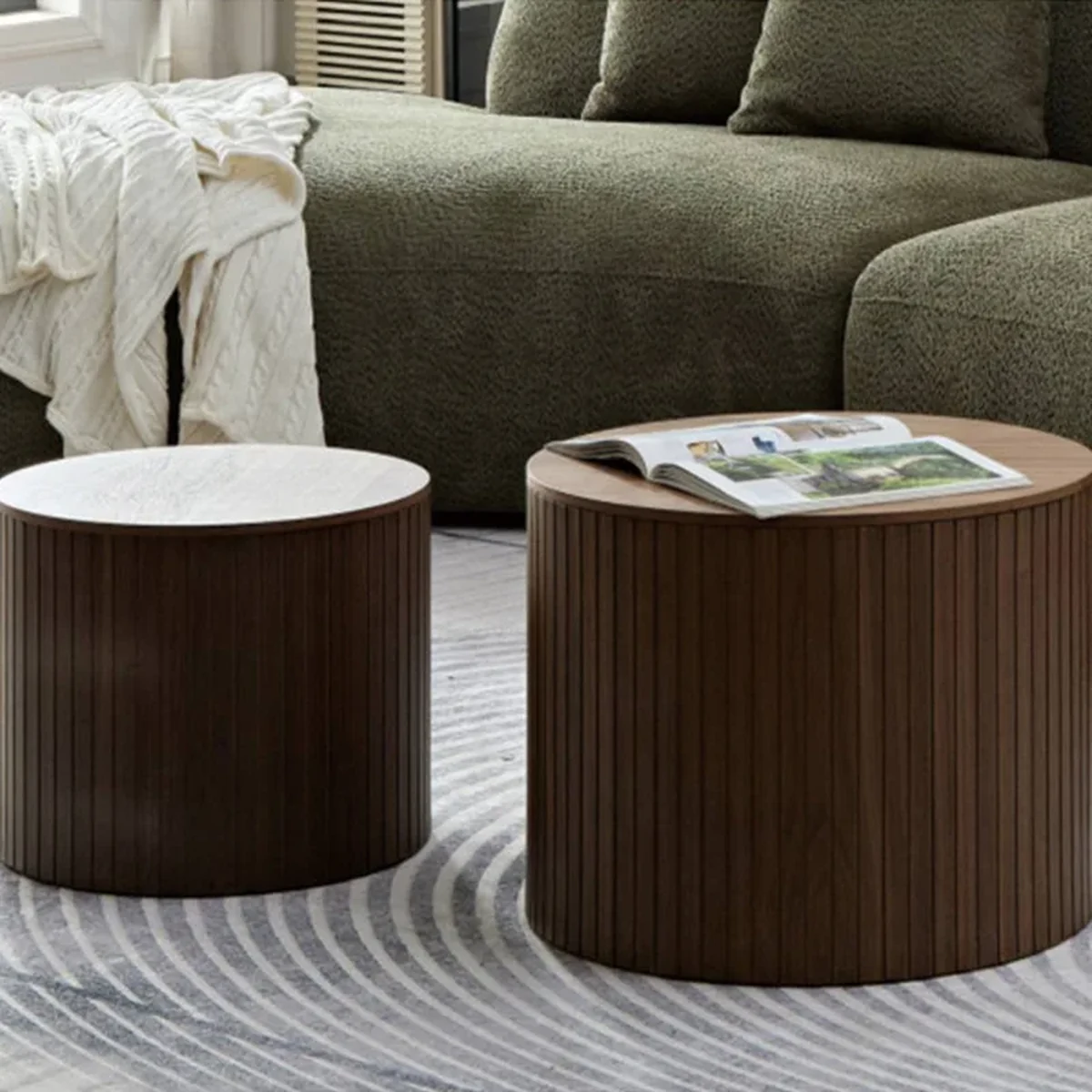 Vintage Solid Wood Round Coffee Accent Table