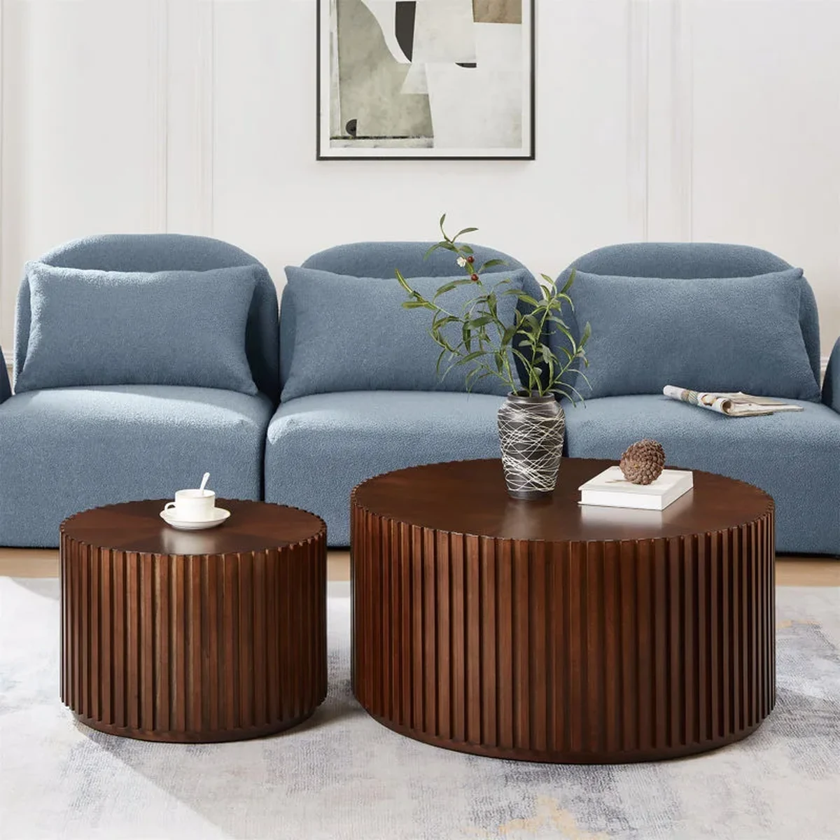 Modern Solid Wood Round Coffee Accent Table