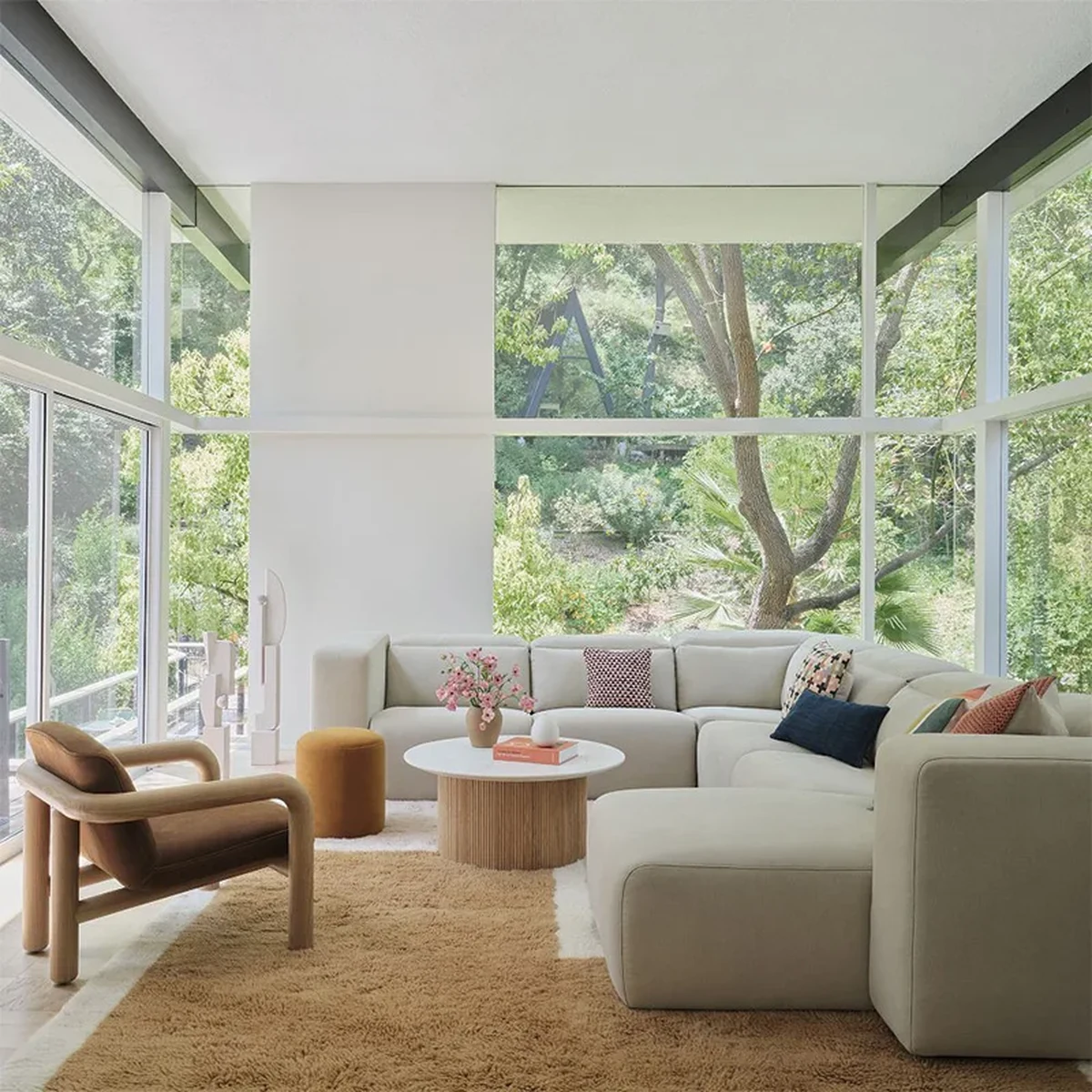 Modern Solid Wood Round Coffee Accent Table
