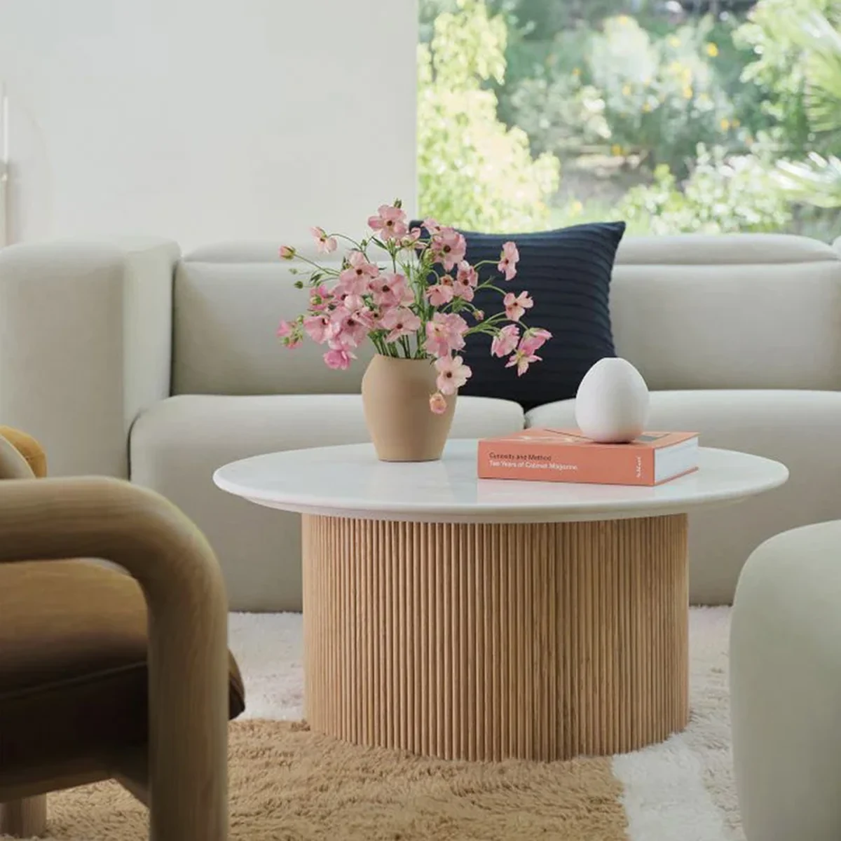 Modern Solid Wood Round Coffee Accent Table