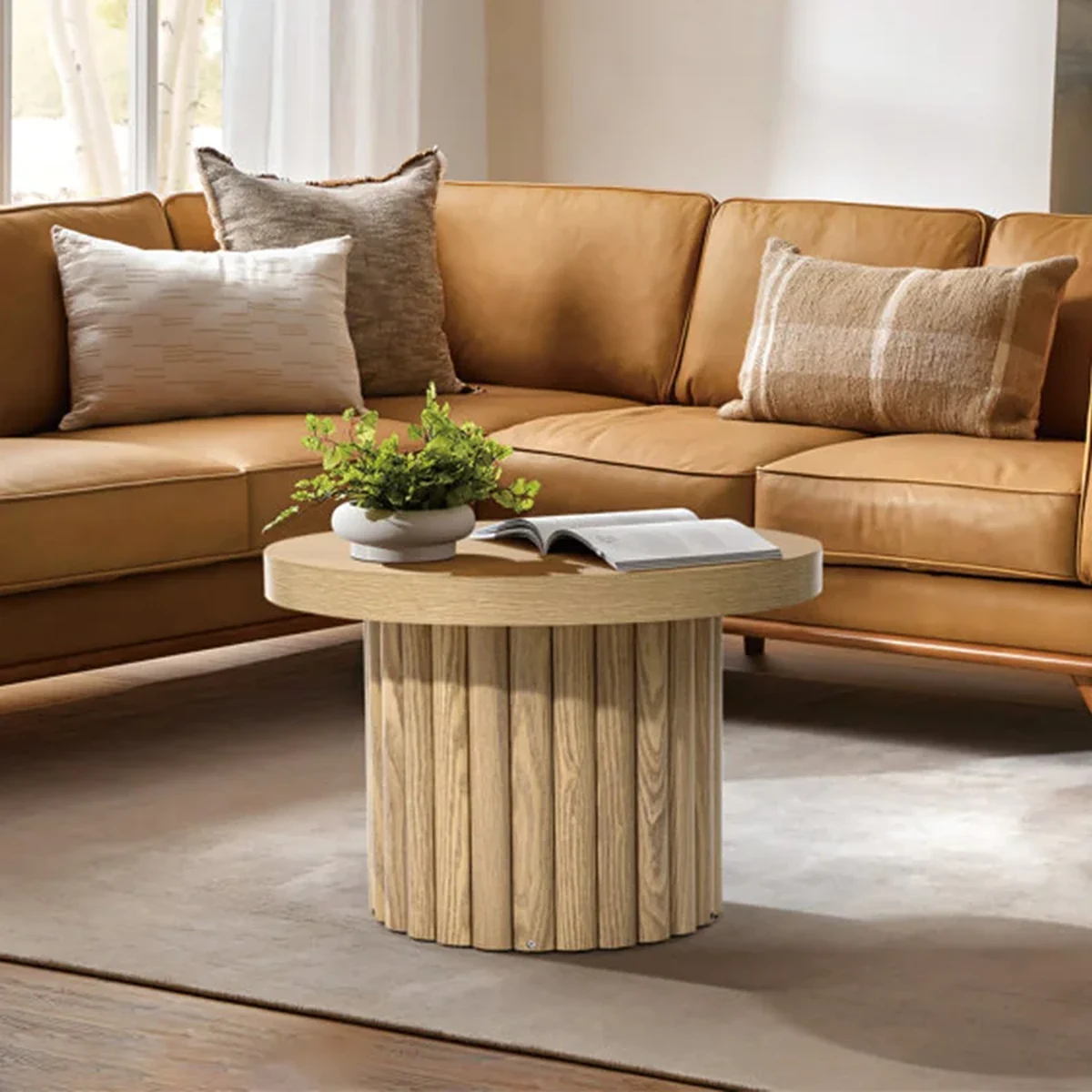Farmhouse Solid Wood Round Coffee Accent Table