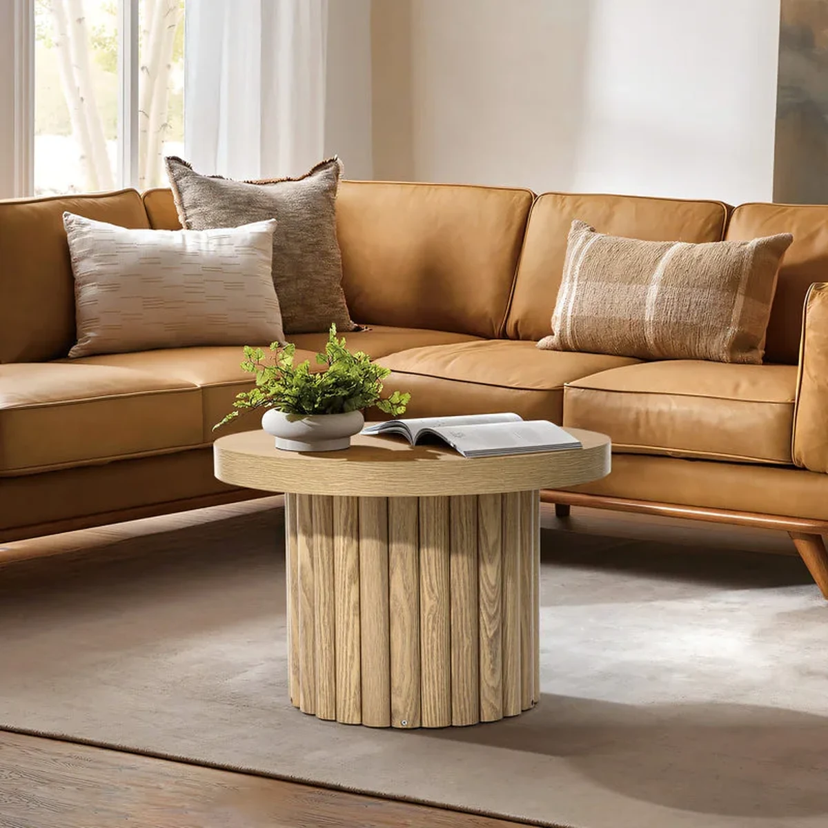 Farmhouse Solid Wood Round Coffee Accent Table