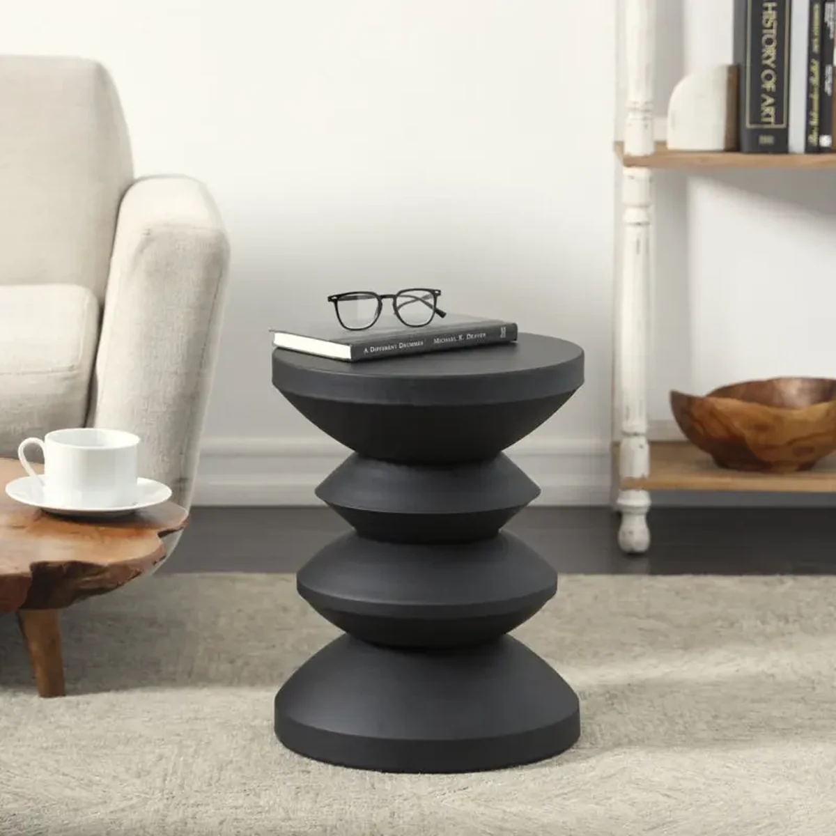 Modern Solid Wood Round Coffee Accent Table