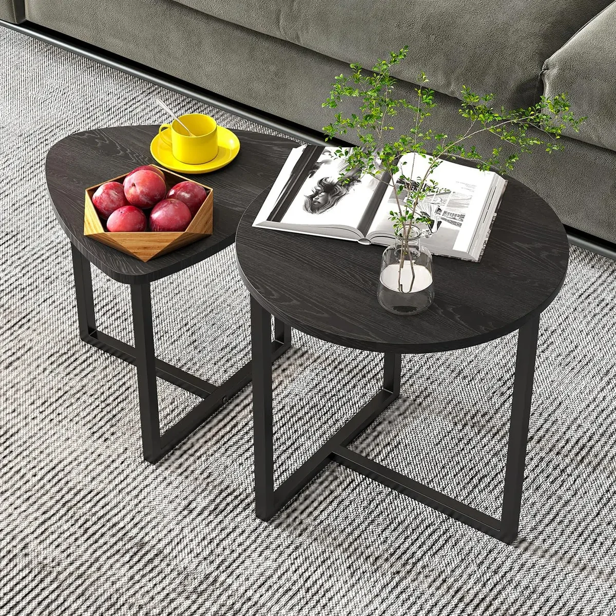 Rustic Solid Wood Round Coffee Accent Table