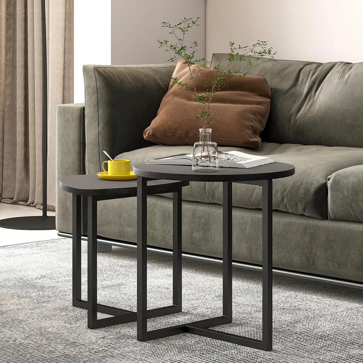Rustic Solid Wood Round Coffee Accent Table
